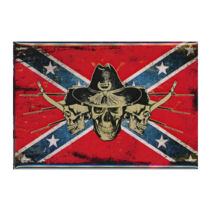 Confederate Skulls With Distressed Confederate Flag Magnet | Civil War ...