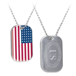 American Flag Patriotic Necklace Military Dog Tag Style With Chain - Agent  Gear USA