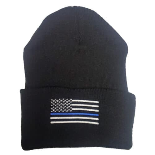 Police Thin Blue Line Flag Cuffed Beanie