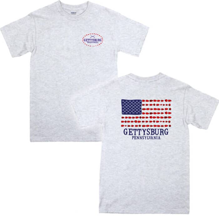 Gettysburg Bullet American Flag T-Shirt ash