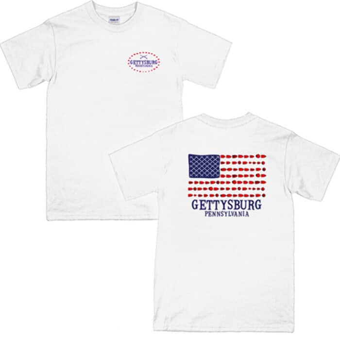 Gettysburg Bullet American Flag T-Shirt white